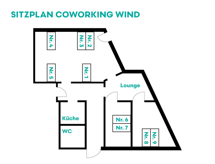 Sitzplan des Coworking Space Wind